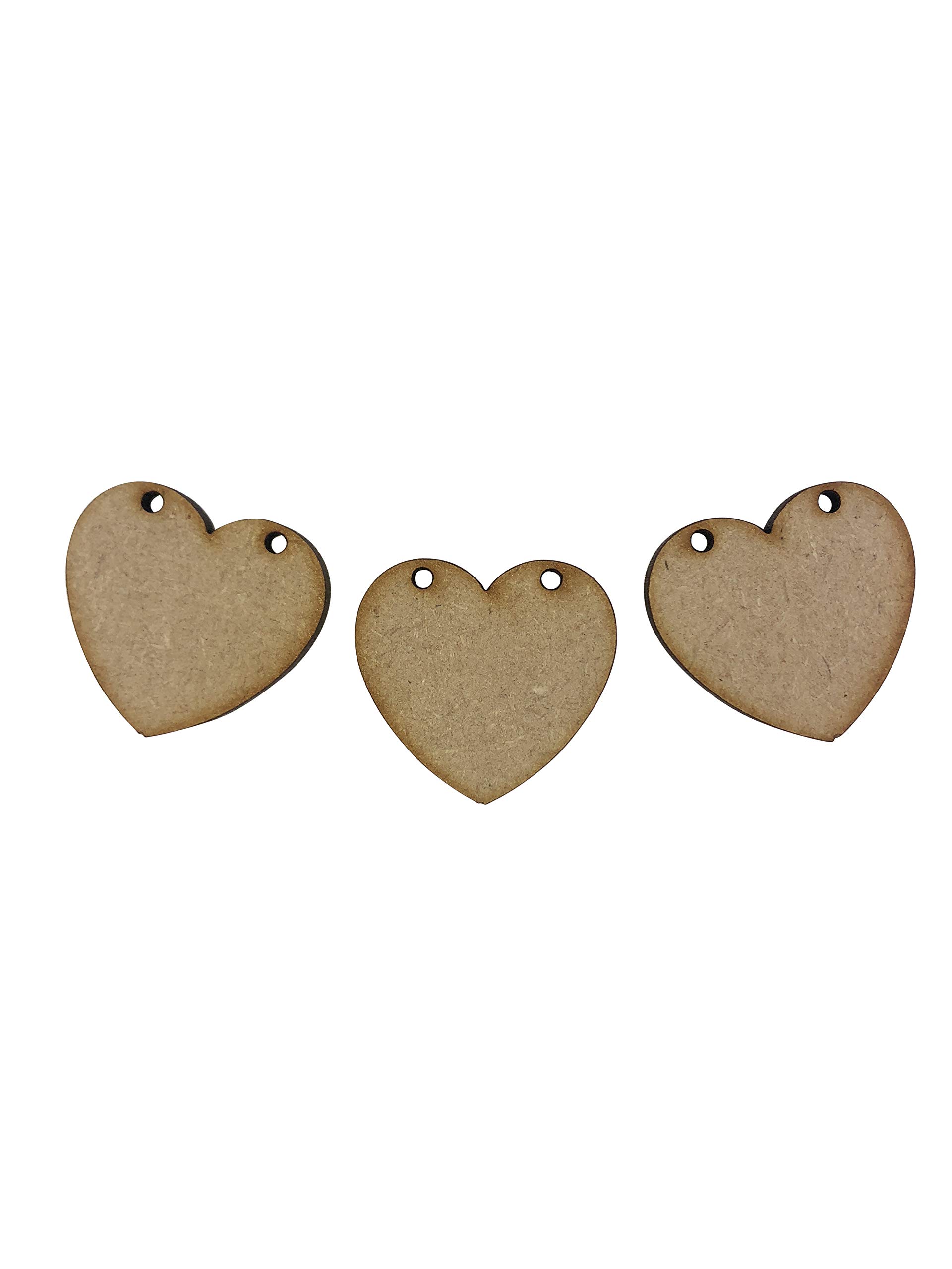 The Crafty Cow 20x Heart Bunting w/holes 3cm Wood Craft Embelishments Laser Cut Shape MDF