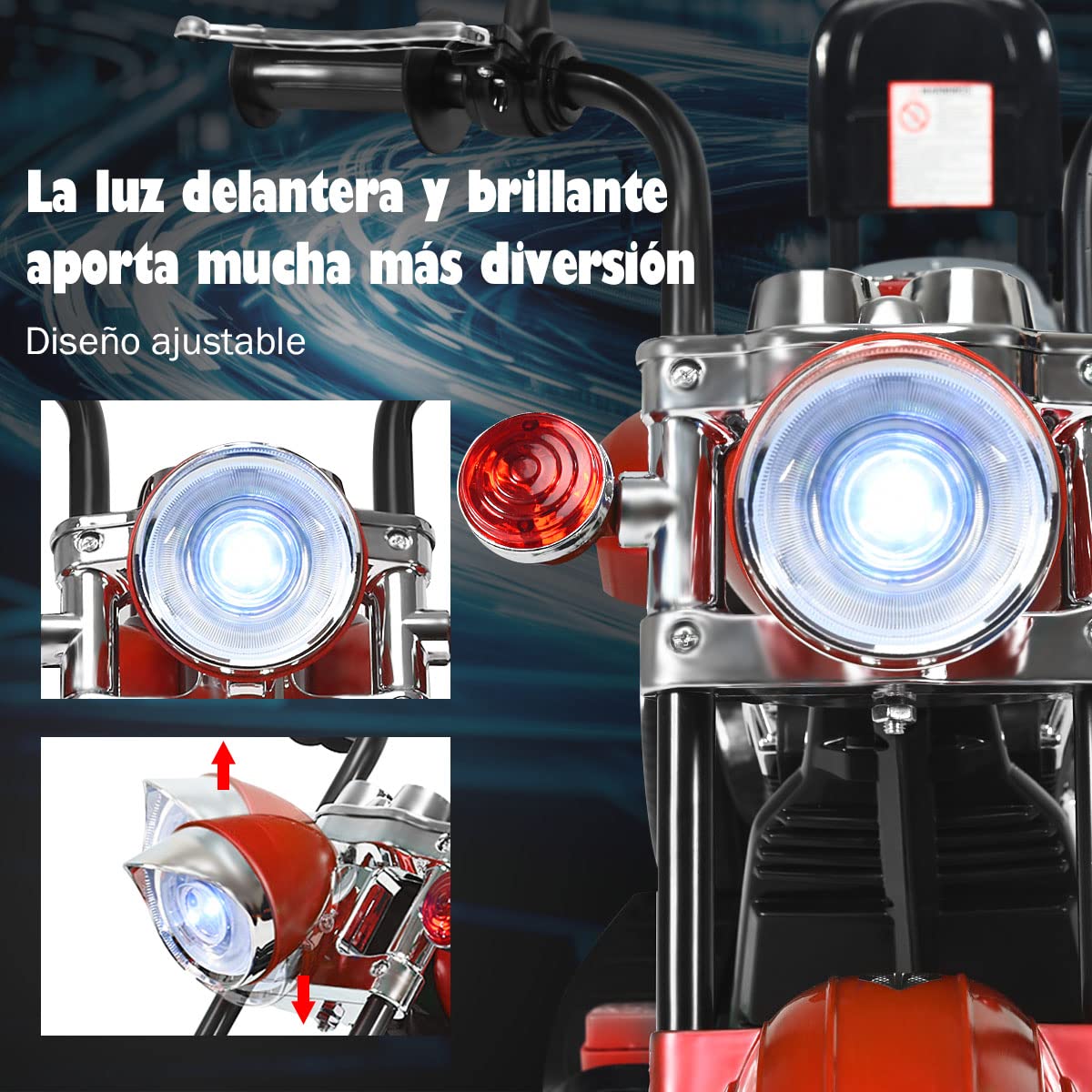 COSTWAY Moto Electrica Niños, Motocicleta Eléctrica 6V para Niños, 91 x 48 x 64 cm, Moto Montable de Batería con Marcha Adelante y Atrás, Faros Regulables, Diseño Llamativo (Rojo)
