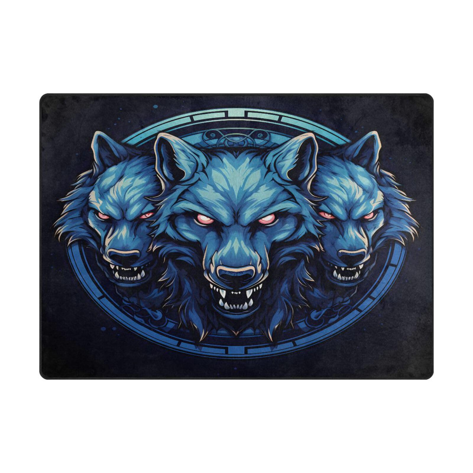 Tapis de sol loup 203x147 cm grand format contemporain pour salon
