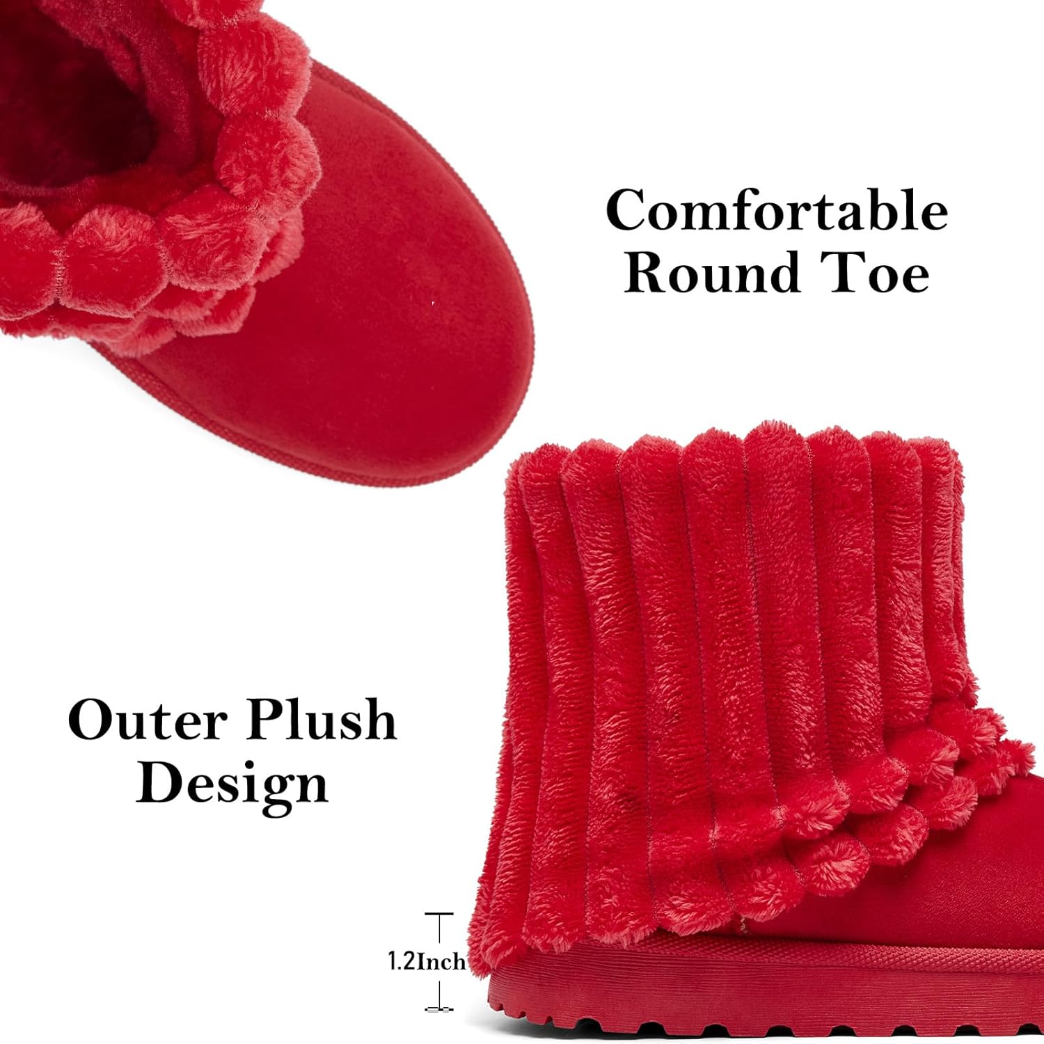 Women's Platform Suede Ankle Snow Boots Winter Warm Fuzzy and Plush Fur Lined Anti-Slip Short Pull On Cuff Boots - Image 5