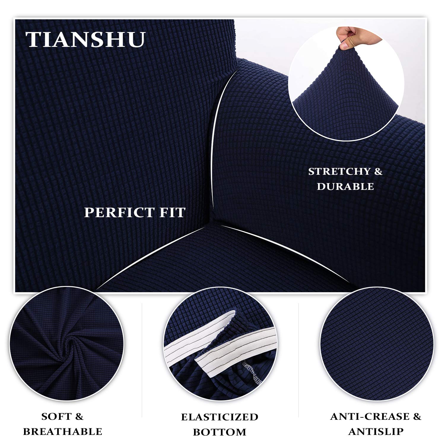 Housses De Coussin De Canapé TIANSHU - Tissu Élastique Antidérapant | 1 Place Couleur Sable