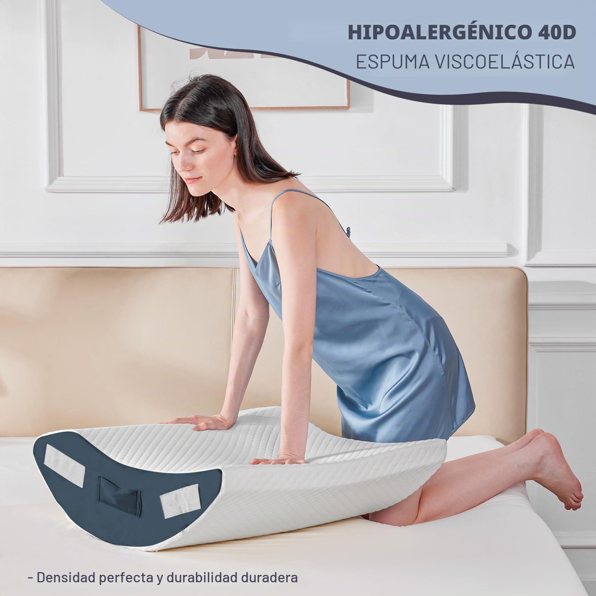 Juego de 4 almohadas ortopédicas de cuña de cama para dormir, cojín de espuma de cirugía para cuerpo, espalda y piernas, alivio del dolor, triángulo ajustable almohada de apoyo con reflujo ácido
