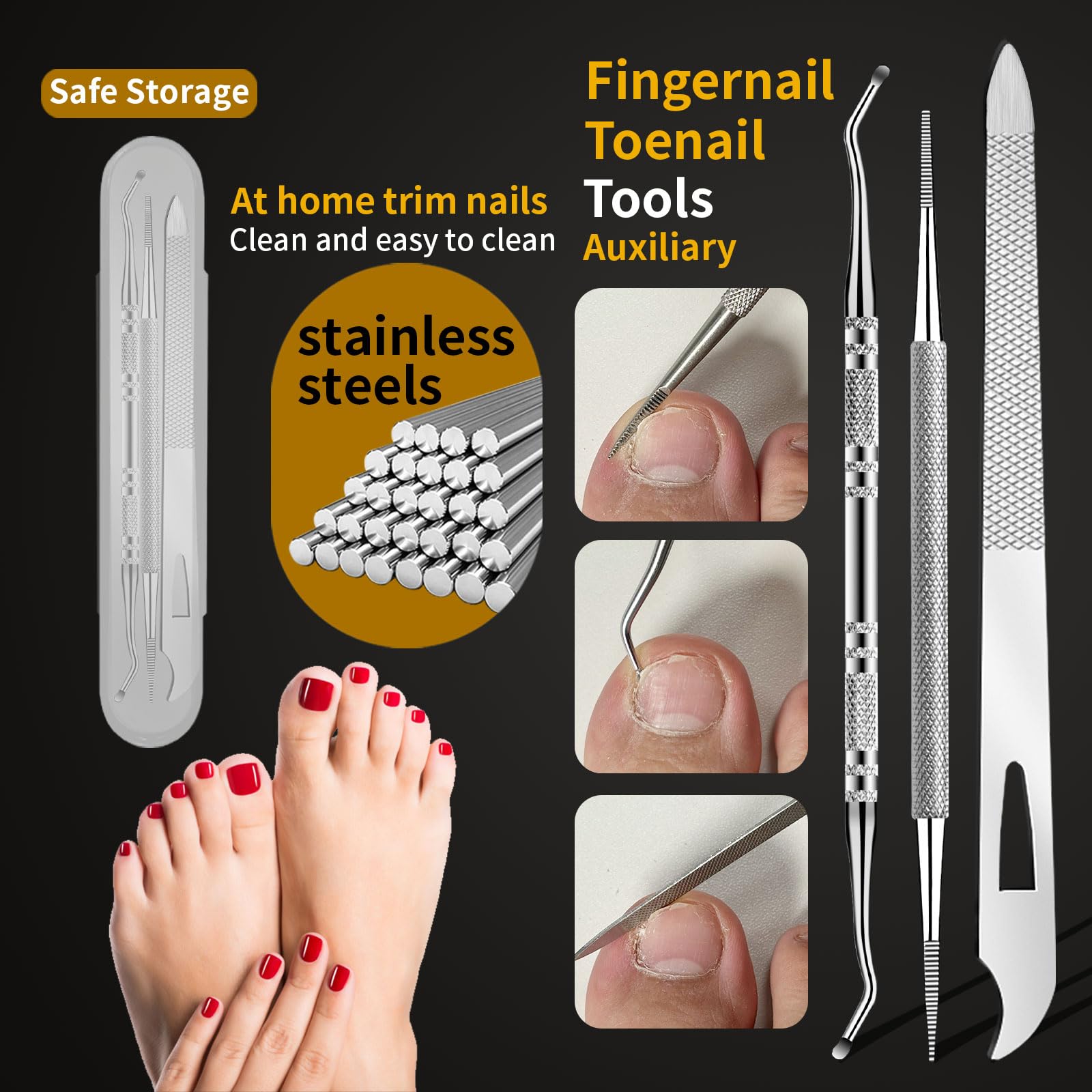 Maniküre Set Für Senioren Und Männer, 6PCS Pediküre Set Für Dicke Und Tief Eingewachsene Zehennägel, Nagelschere Fussnägel Mit Langer Stiel, Professionelles Pflegewerkzeug BAODANBUTING