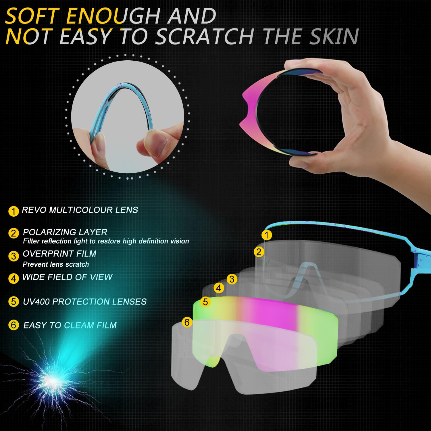 SPOSUNE Polarized Cycling Glasses for Men Women UV400 Bike Sunglasses - Sport Eyewear for Bicycle Baseball Running MTB - Image 4
