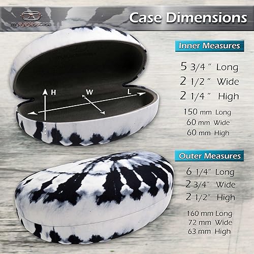 Miniatura 5 de MyEyeglassCase Estuche rígido grande para lentes de sol Se adapta a lentes de sol curvos grandes, con bolsa de microfibra y paño de limpieza