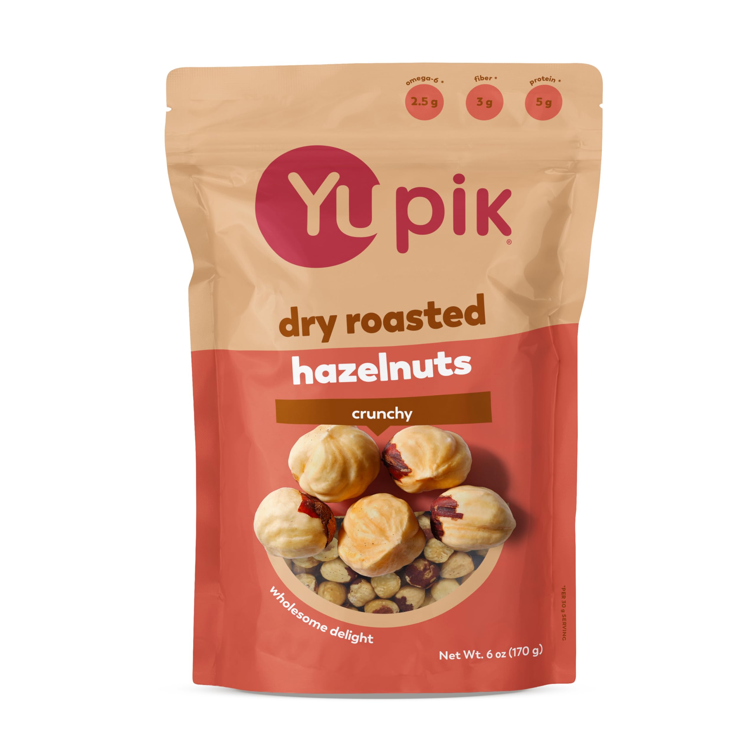 Yupik Trocken geröstete Haselnüsse, 170 ml, glutenfrei, koscher, knusprige Nüsse, Filberts, ölfrei, ungesalzene Nüsse, gesunde Snacks