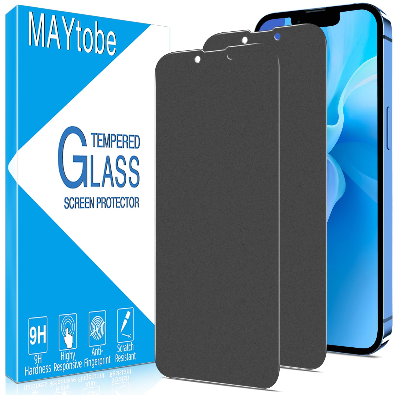 MAYtobe para iPhone 13 Pro Max Protector de Pantalla Privacidad Mate | 2 Unidades Cristal Vidrio Templado Mate, Anti Espía, Antirreflejos, Antihuellas, Antiarañazos, Dureza 9H