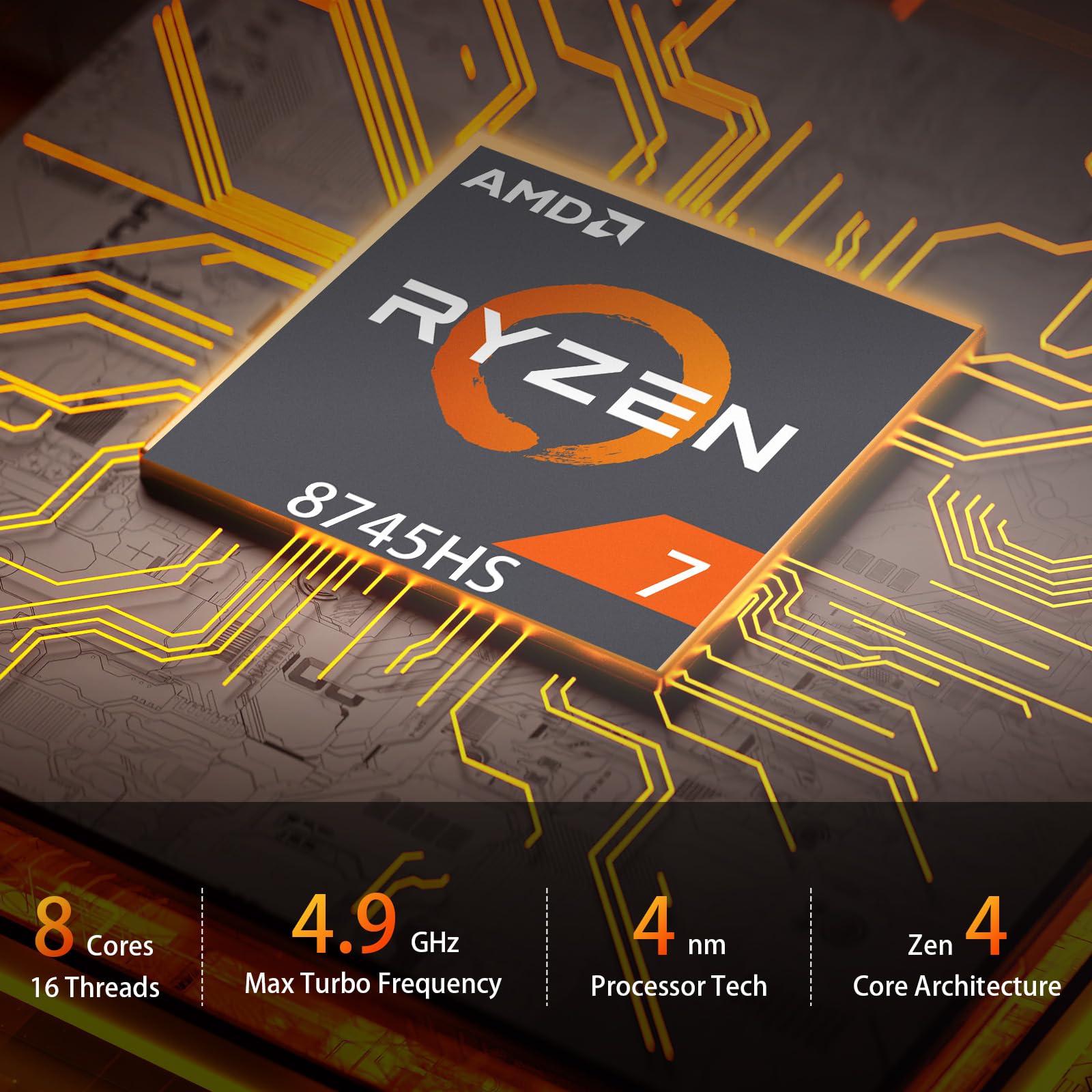 AWOW Mini PC da gioco con AMD Ryzen 7 8745HS (8 core, fino a 5,1 GHz), 32 GB DDR5, SSD PCIe 4.0 da 1 TB, grafica Radeon 780M, display 4K, funzionamento silenzioso, WiFi 6, BT 5.2, Dual 2.5G LAN