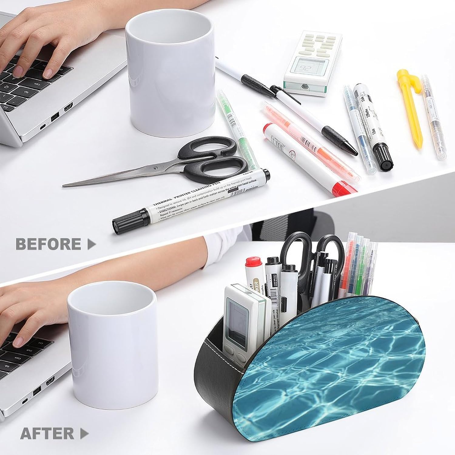 Personalized PU Leather Remote Control Holder with 5 Compartments image 3