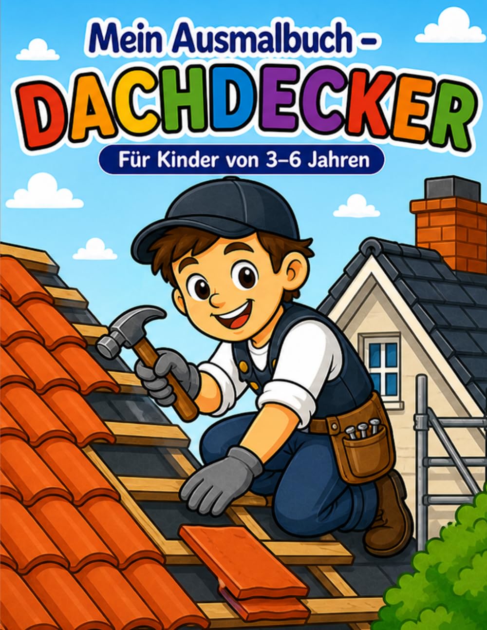 Mein Ausmalbuch - Dachdecker: Für Kinder von 3-6 Jahren | Kreativer Malspaß rund ums Bauen und Dächer | Für Rechts- & Linkshänder geeignet (Mein Ausmalbuch - Berufe entdecken)