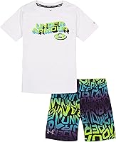 Under Armour Boys 2-Piece UPF 50+ Rashguard Swim Set: Short Sleeve Surf Shirt & Volley Trunks for Sun Protection