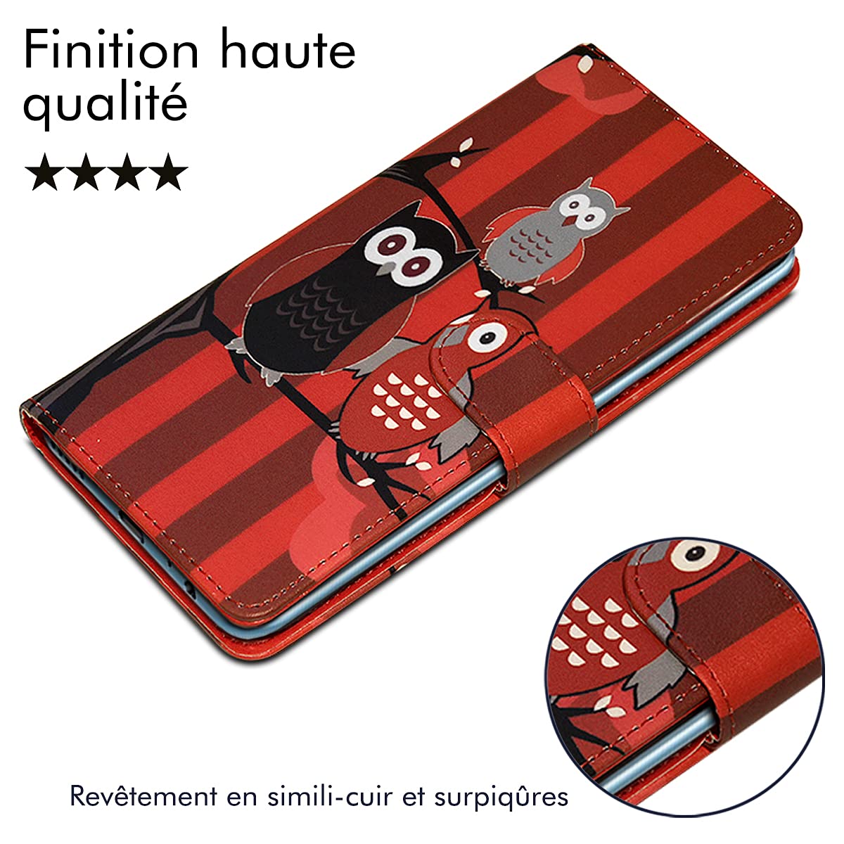 Custodia Portafoglio + 2 Pellicole Protettive In Vetro Flessibile Per LOGICOM Le Connect | Similpelle Con Slot Carte E Supporto Video - 4