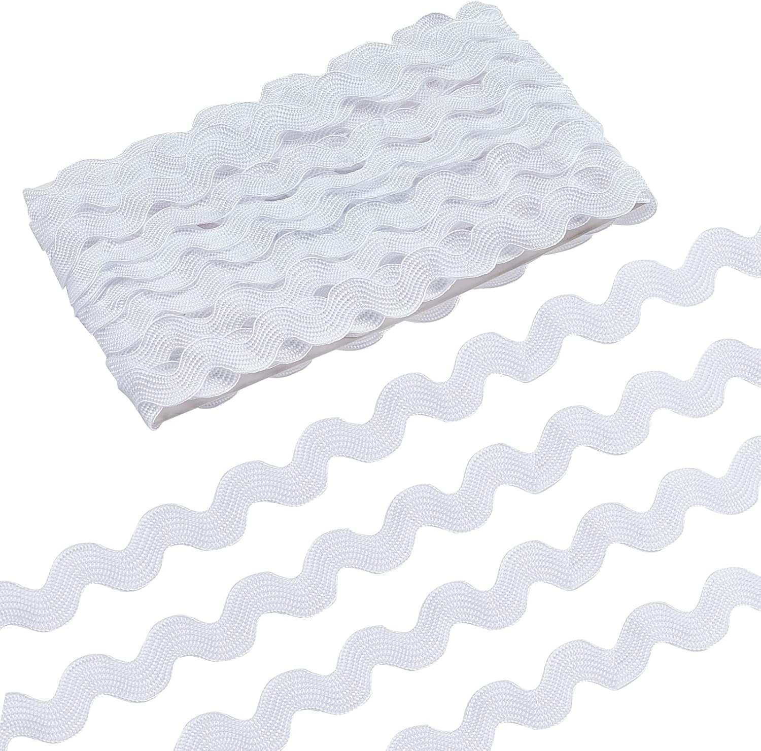 GORGECRAFT 11 Yards 10mm/0.4“ Polyester Rick Rack Trim Wave Bending Fringe Trimming Ribbon Polypropylene Fiber Ribbons Apparel Accessories Decoration for DIY Crafts (White)