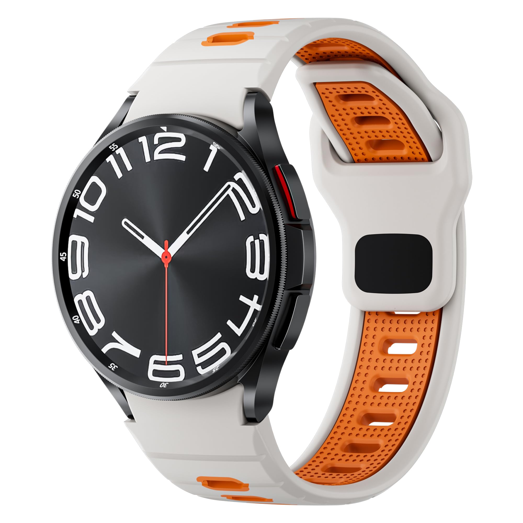 Rugged Silicone Band for Samsung Galaxy Watch 7 6 5 4 FE Band 40mm 44mm/Galaxy Watch 6 Classic 47mm 43mm/Watch 4 Classic 46mm 42mm Men Women, Two-tone