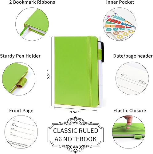 Miniatura 2 de feela Paquete de 6 cuadernos pequeños de bolsillo a granel, mini bloc de notas de notas de tapa dura con rayas universitarias con soporte para