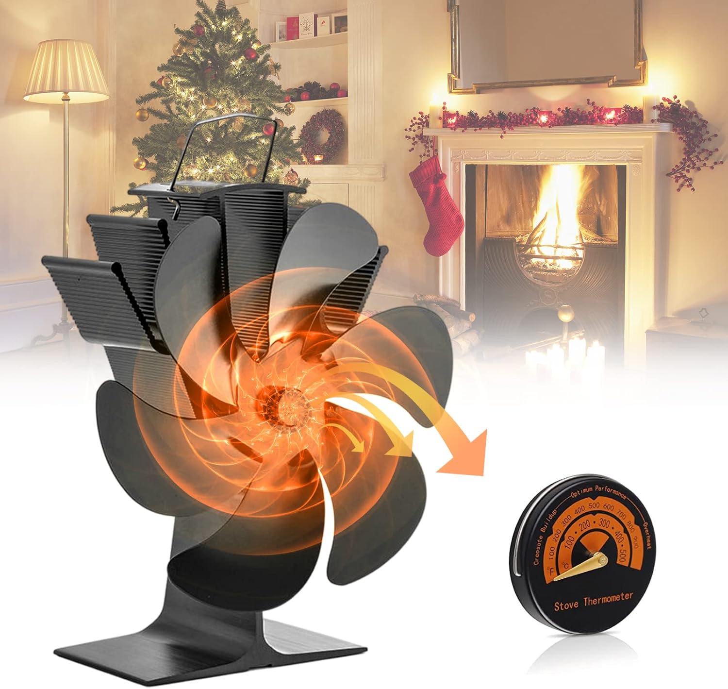 Upgrade 6Blade Woodburner Stove FanWood Burner Fans Log Burner Fan