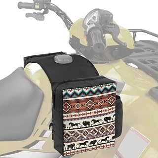 Pensura ATV Tank Bag Front Saddle Bag Southwestern Aztec Tribal Fuel Tank Storage Pouch for UTV Snowmobile and Off Road Vehicles Durable and Versatile Motorcycle Hanging Storage