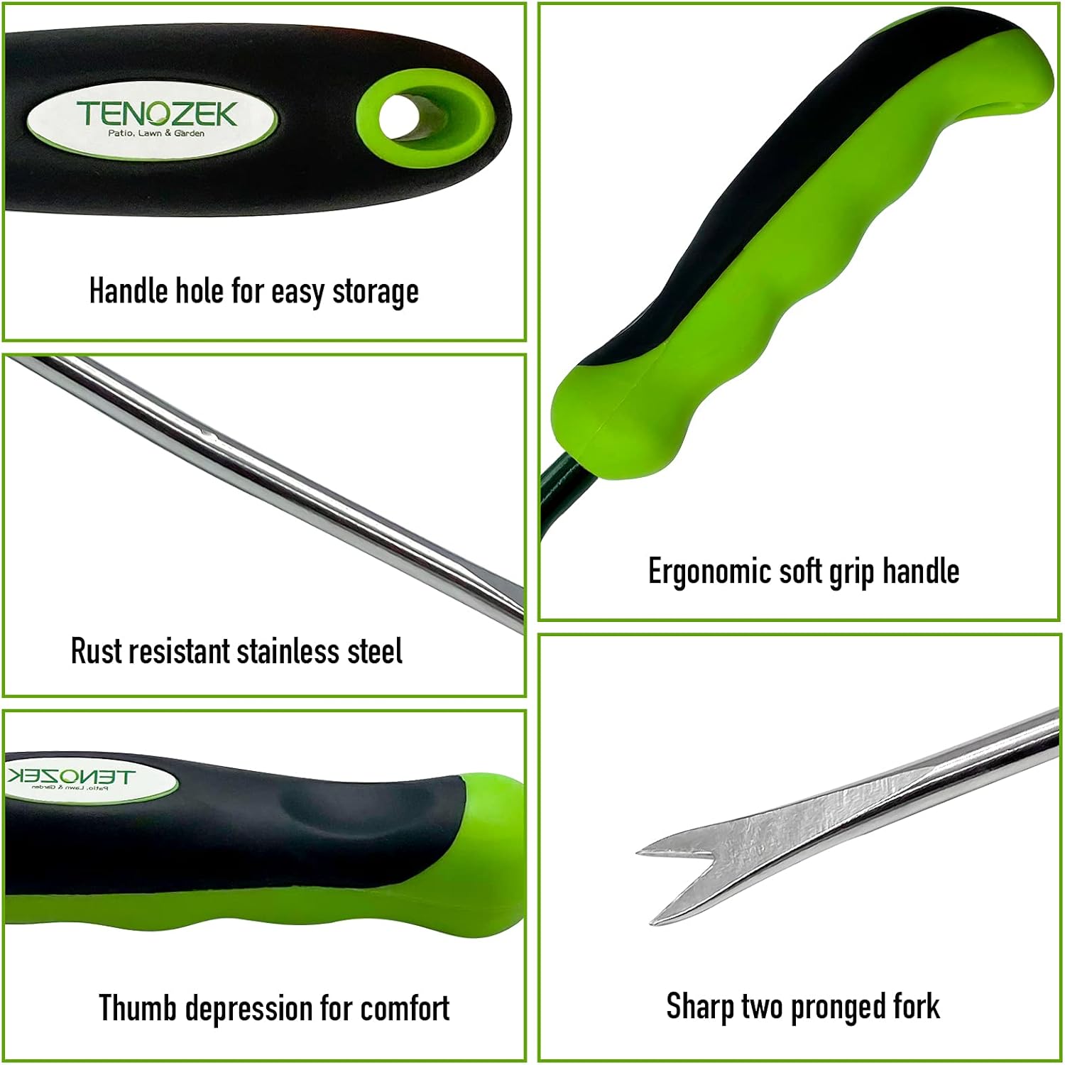 Tenozek Weed Puller with Garden Gloves -Stainless Steel Hand Weeder Tool with Ergonomic Handle Manual Weeding Removel Tools for Planting, Flower and Vegetable Care in Lawn Garden Yard : Patio, Lawn & Garden