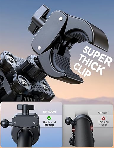 Miniatura 5 de JOYROOM Soporte para teléfono de bicicleta - Amortiguador de vibración dual No bloquea la cámara Manillar de montaje de teléfono de bicicleta,