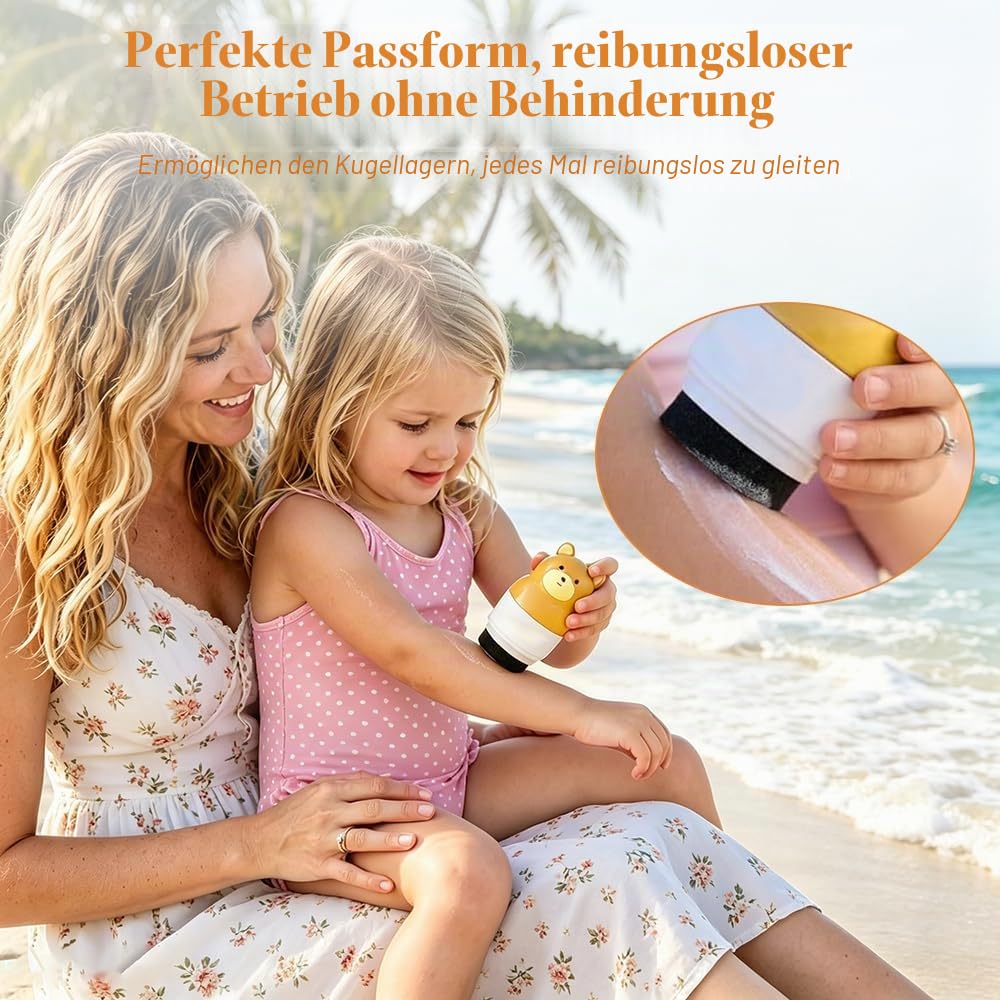Foreverup 3 Stück Sonnencreme Applikator, 100ml Sonnencreme Roller Nachfüllbar, Sunscreen Applicator, Tragbarer Sonnencreme Rolle für Sonnencreme, Sonnenmilch, Lotion, Erwachsene, Familien