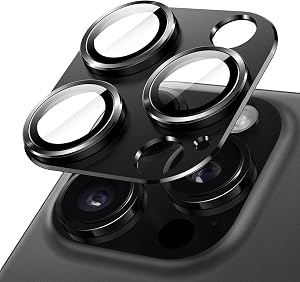 JETech Camera Lens Protector for iPhone 16 Pro 6.3-Inch and iPhone 16 Pro Max 6.9-Inch, Full Coverage 9H Tempered Glass Ring Cover, Matte Metal Plate, Case Friendly, 1-Pack (Black) | 6.3-Inch