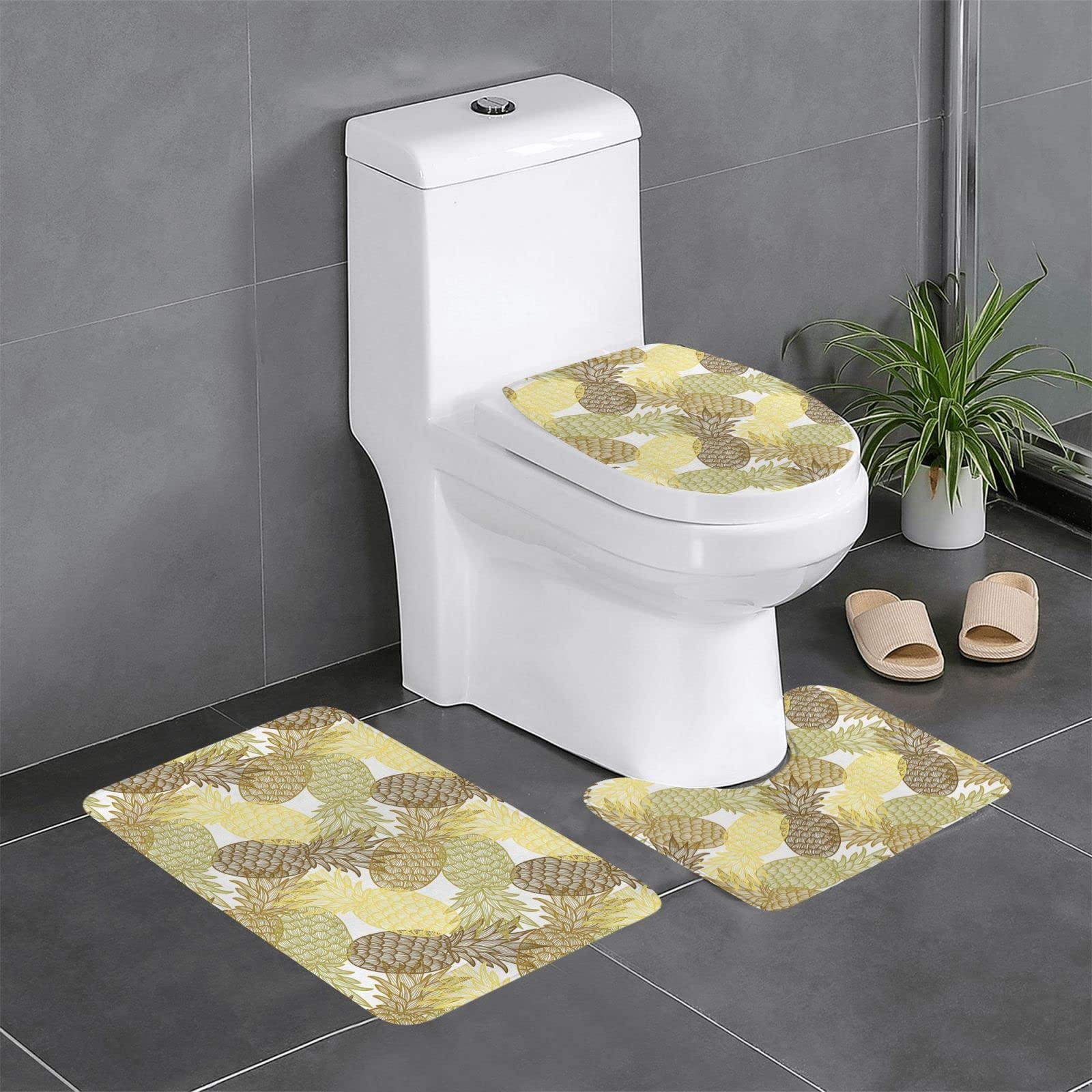 Tapis de sol antidérapants et anti-humidité lot de 3 ananas tropicaux