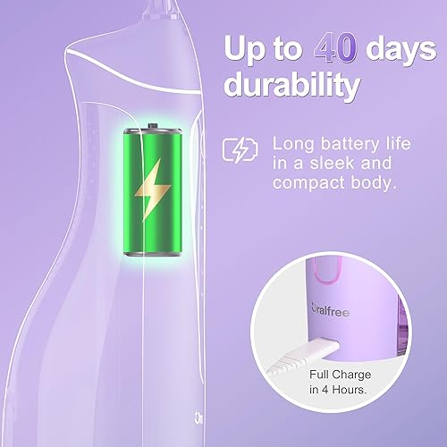 Miniatura 3 de Oralfree Irrigador dental de agua para dientes - Braces Irrigador oral inalámbrico portátil recargable limpiador de riego de viaje IPX7 impermeable