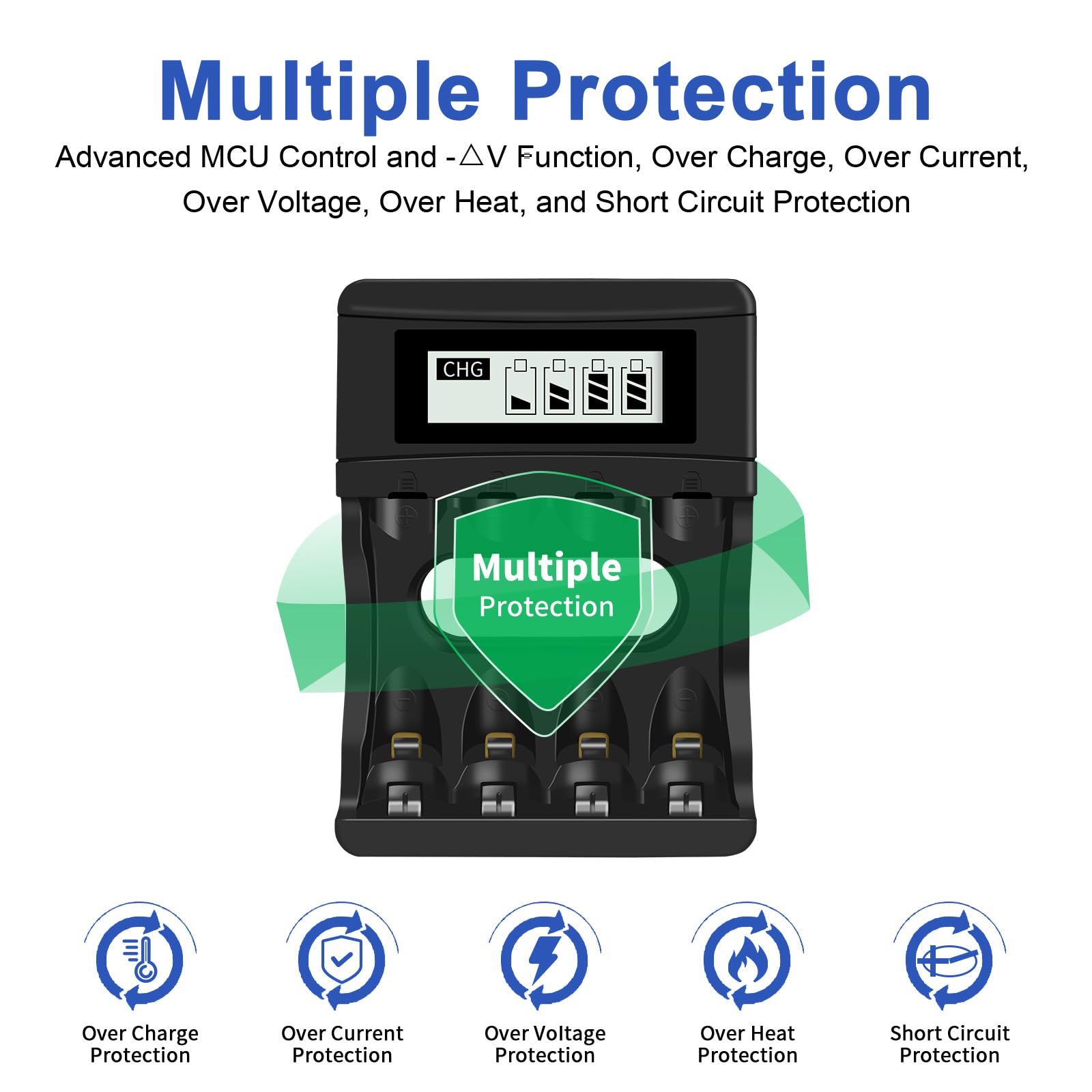CITYORK Lot de 4 piles Li-ion rechargeables AA AAA 1,5 V 3000 mWh et 4 piles AAA 1200 mWh et chargeur de batterie