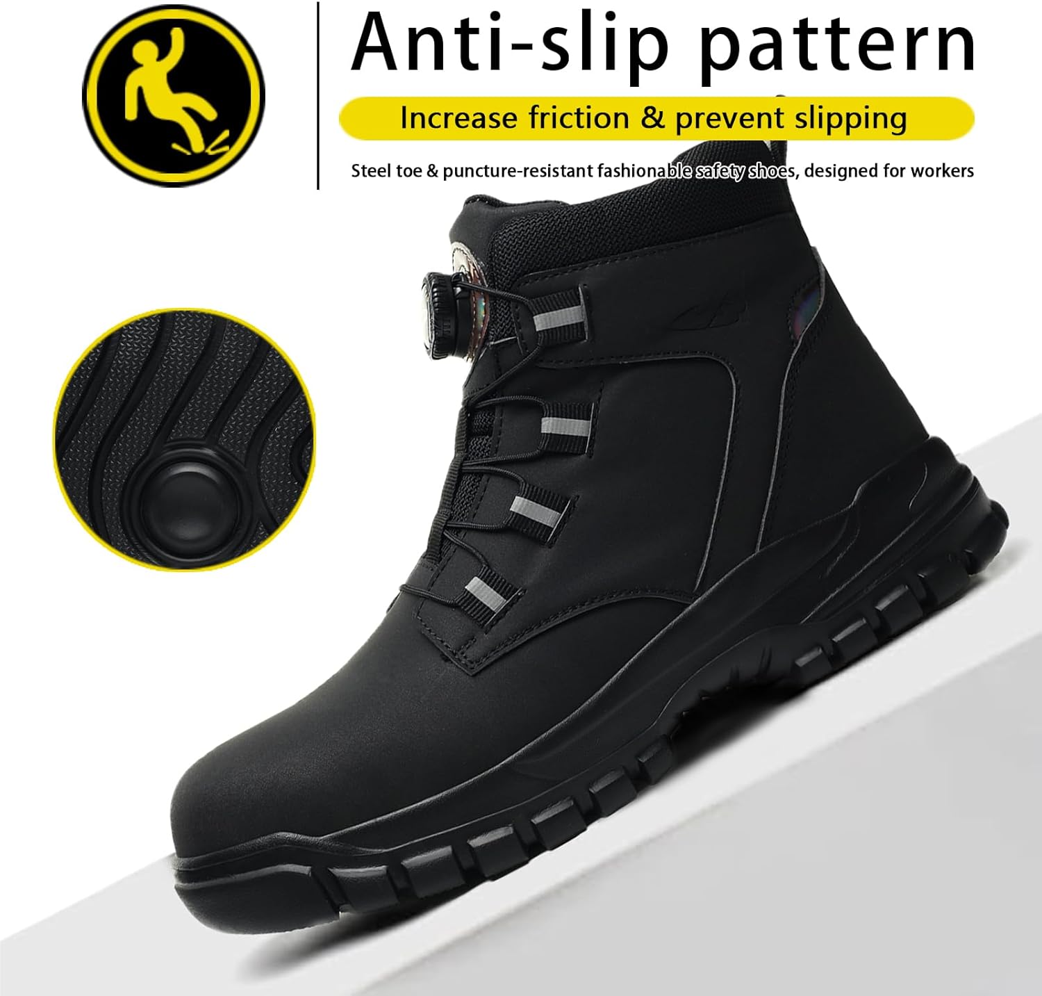 Steel Toe Work Boot for Men and Women Lightweight Comfortable Industrial & Construction Outdoor Work Safety Shoes