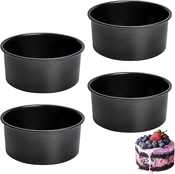 8 Inch Nonstick Round Cake Pan Set with Removable Loose Bottom, Stainless Steel Core for Baking Layer Cakes, Oven & Dishwasher Safe, Send Goods from Local Warehouse 4 Pack Cake Pan