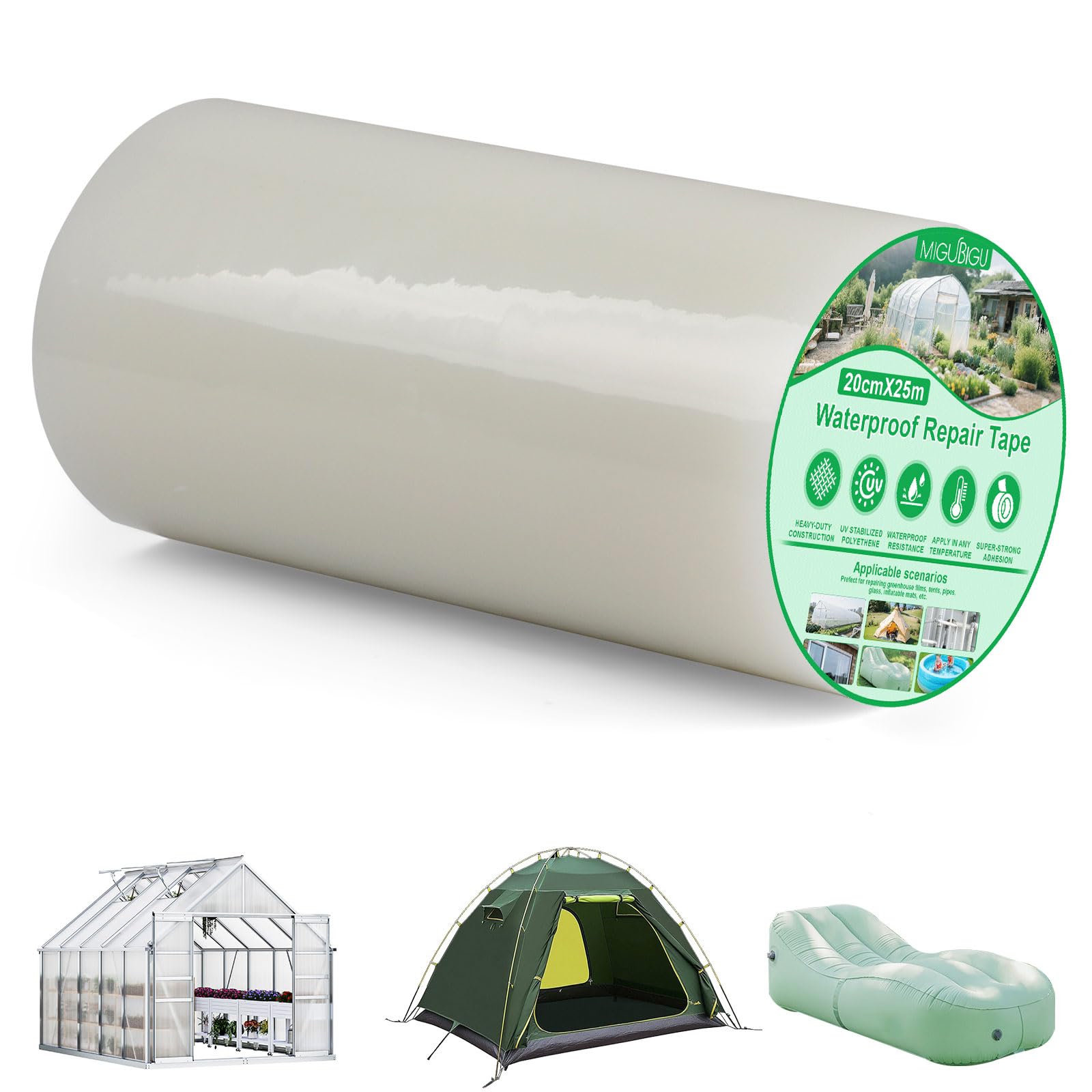 Nastro di Riparazione per Serre 25 m x 20 cm 0,15 mm Impermeabile Trasparente