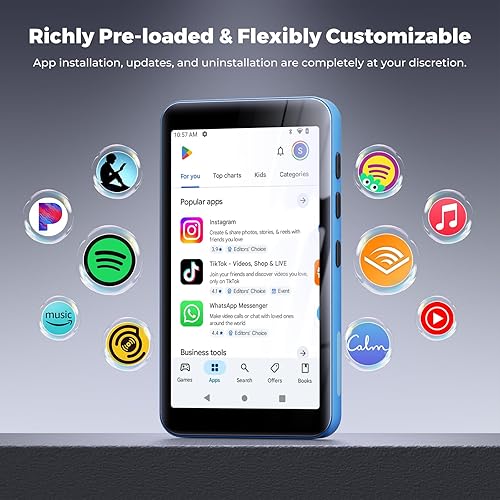 Miniatura 2 de Reproductor MP3 innioasis de 160 GB con Bluetooth y WiFi, reproductor de MP3 con Spotify, Spotify Kids, Pandora, Play Store, aplicación de