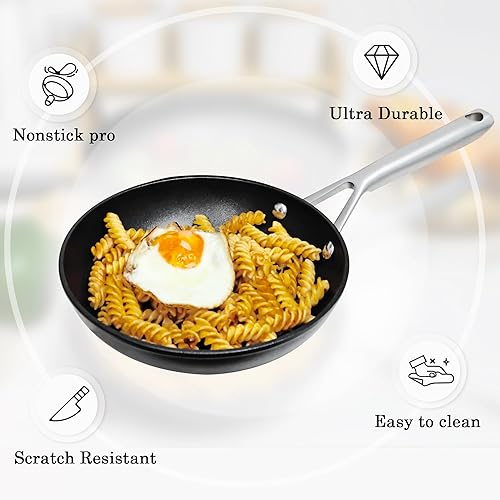 Miniatura 8 de Wodillo Sartén antiadherente, sartén antiadherente para tortilla, base de inducción, anodizado duro, duradero y apto para horno hasta 420 F, apto