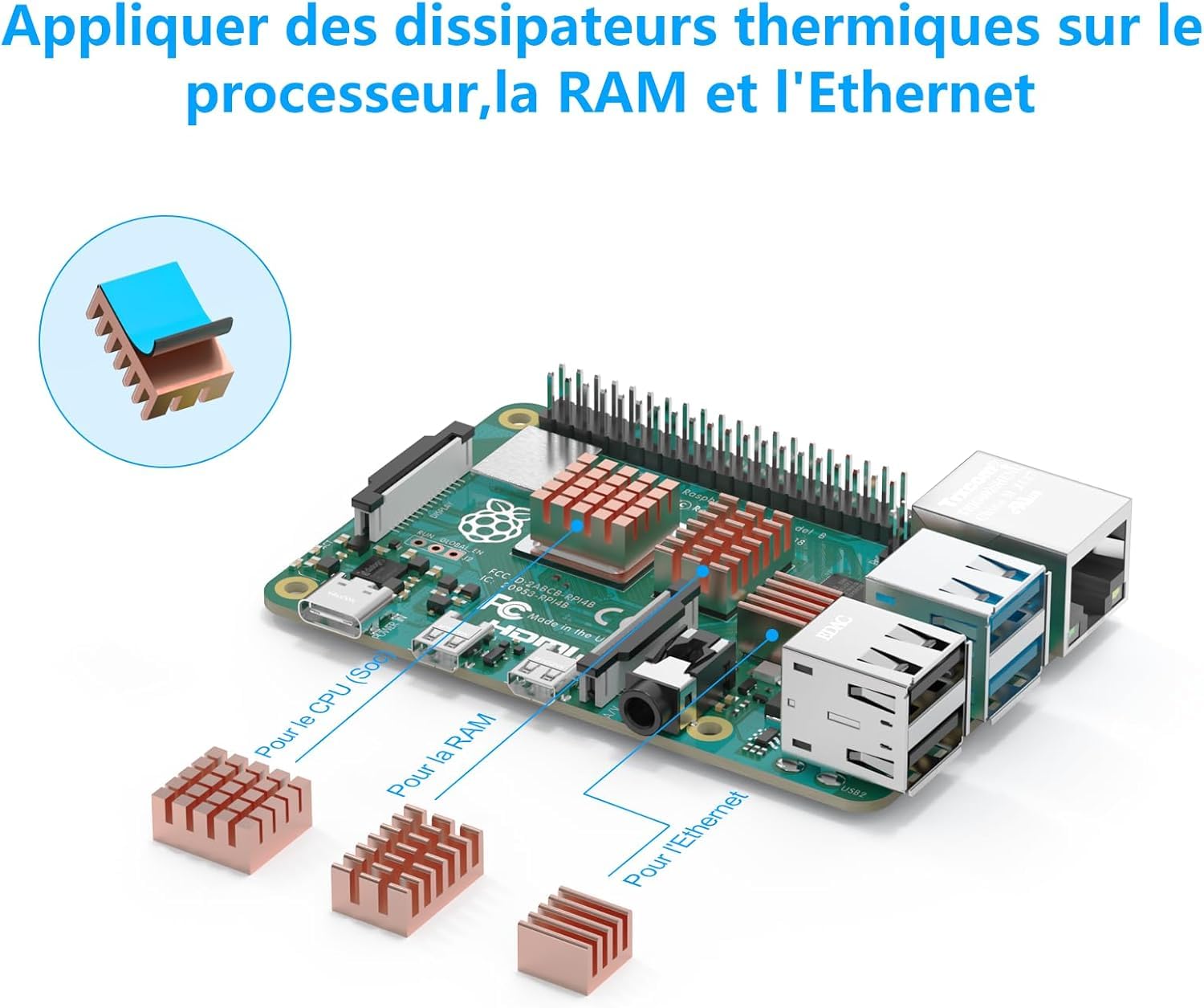 iRasptek Basic Kit for Raspberry Pi 4B 4Go RAM - Édition 64Go SD, Noobs préinstallé