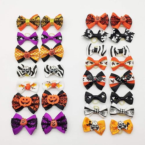 24 unids12 pares de lazos para el pelo de perro con calavera de diamantes de imitación, diseños de Halloween, lazos de aseo para cachorros,