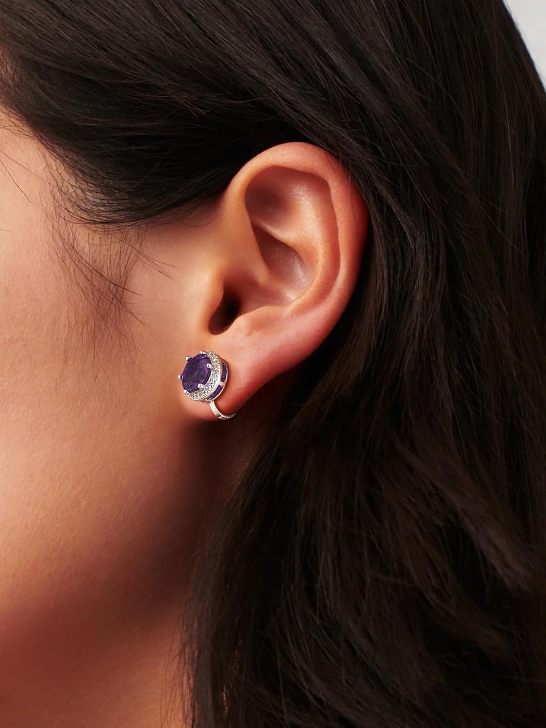 FindChic Sparkling Birthstone Clip On Earrings for Women, Silver Plated Stud Earrings 8MM Cubic Zirconia Non Pierced Studs, 12 Months Birthday Jewelry Gift