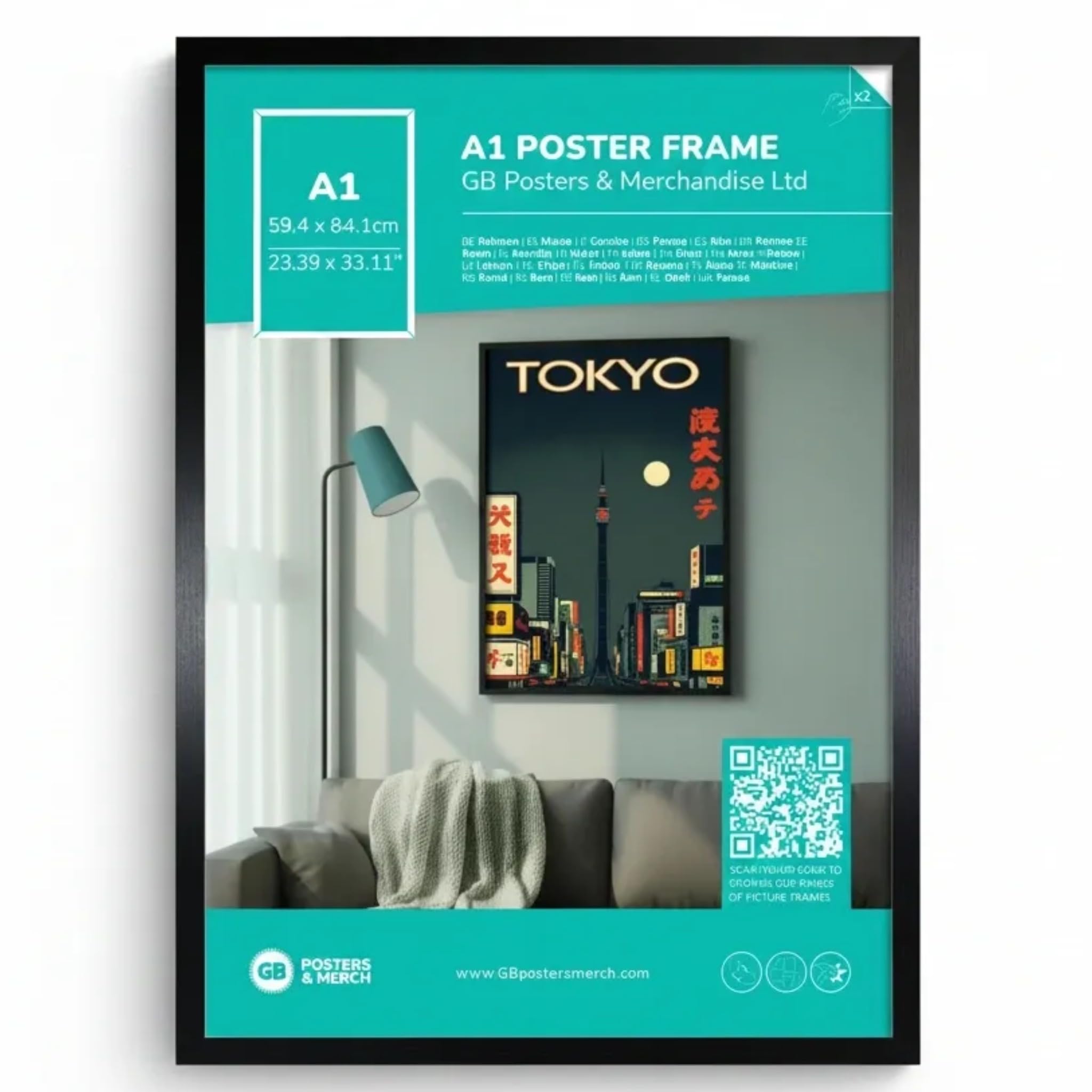 GB eye FMA1A1BK A1 Wooden Poster Frame 59.4 X 84.1cm (Black