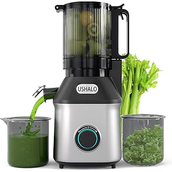 Cold Press Juicer, Amumu Slow Masticating Machines with 5.3" Extra Large Feed Chute Fit Whole Fruits Vegetables Easy Clean Self Feeding BPA Free 250W