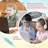 Vista 4 de 6 auriculares para niños, multicolor, con micrófono de 0.138 in, auriculares estéreo ajustables con cable para la escuela, aula, niños, niñas