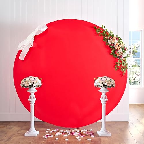 Miniatura 6 de Cubierta de fondo de arco redondo rojo de 7.2 pies para soporte de arco circular de 7 pies7.2 pies, resistente a las arrugas, cubierta de telón de