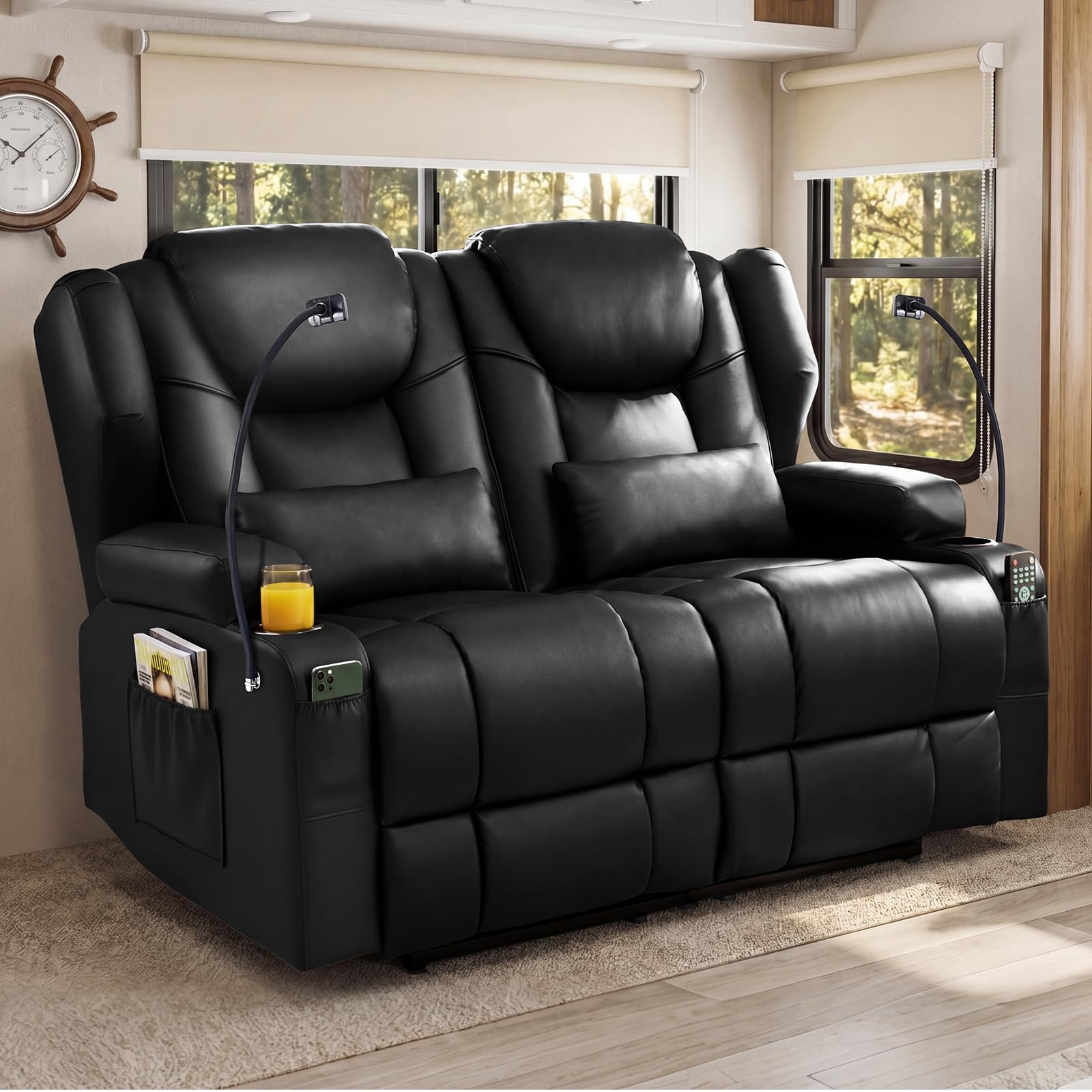 Amazon.com: Redlife Loveseat Recliner Sofa, Manual Pull Reclining