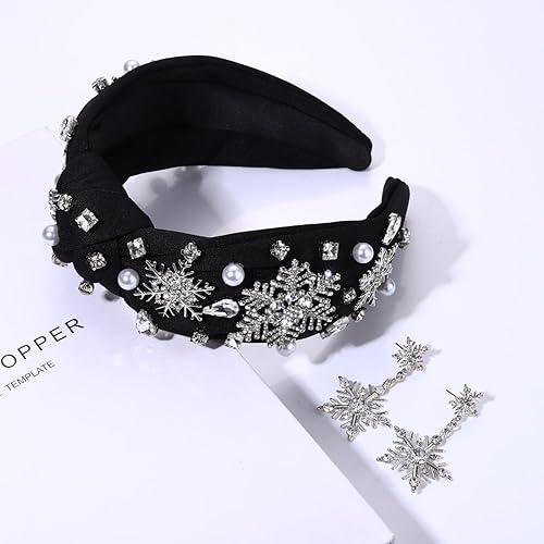 Miniatura 7 de vokone Diademas de Navidad para mujer, diadema de lazo de Navidad, diadema anudada con joyas de cristal, accesorios de Navidad (lazo de Navidad)