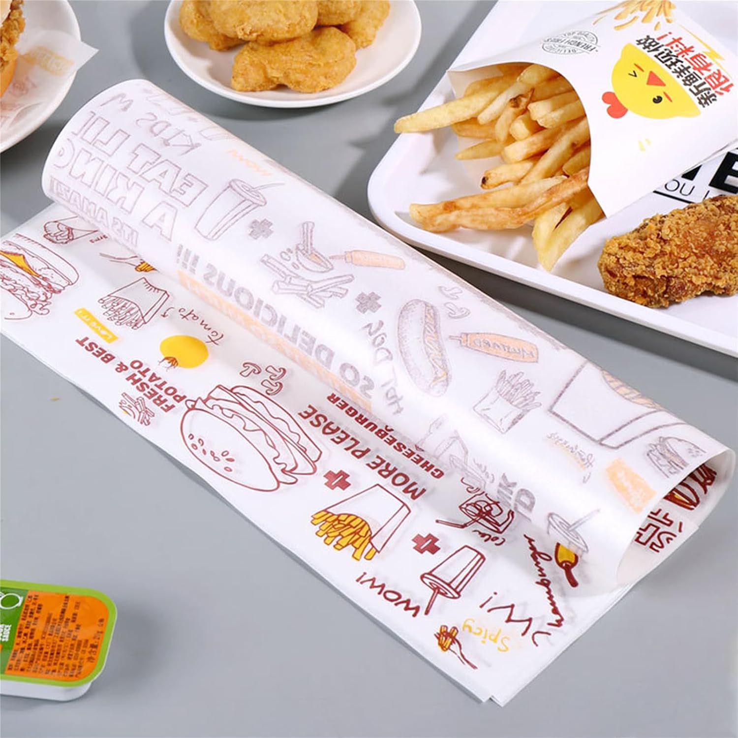 140Pcs Sandwich Hamburg Wax Wrapping Paper,Food Basket Liners Waxed Paper for Wrapping Bread,Chicken Roll,Patty Separating,Tortilla Wrappin Sheets Deli Paper 11.6x11.2"(2 Kinds of 70Pcs each)