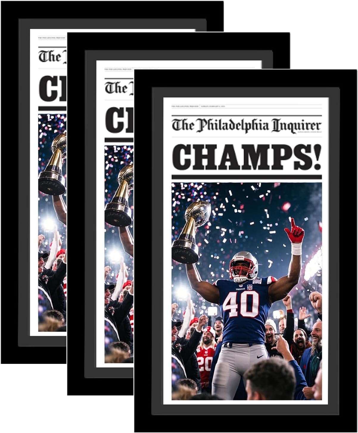 Newspaper Frame, 14x24 inches, Black Frame with Mat for 11x22 inch Media (3, Black)