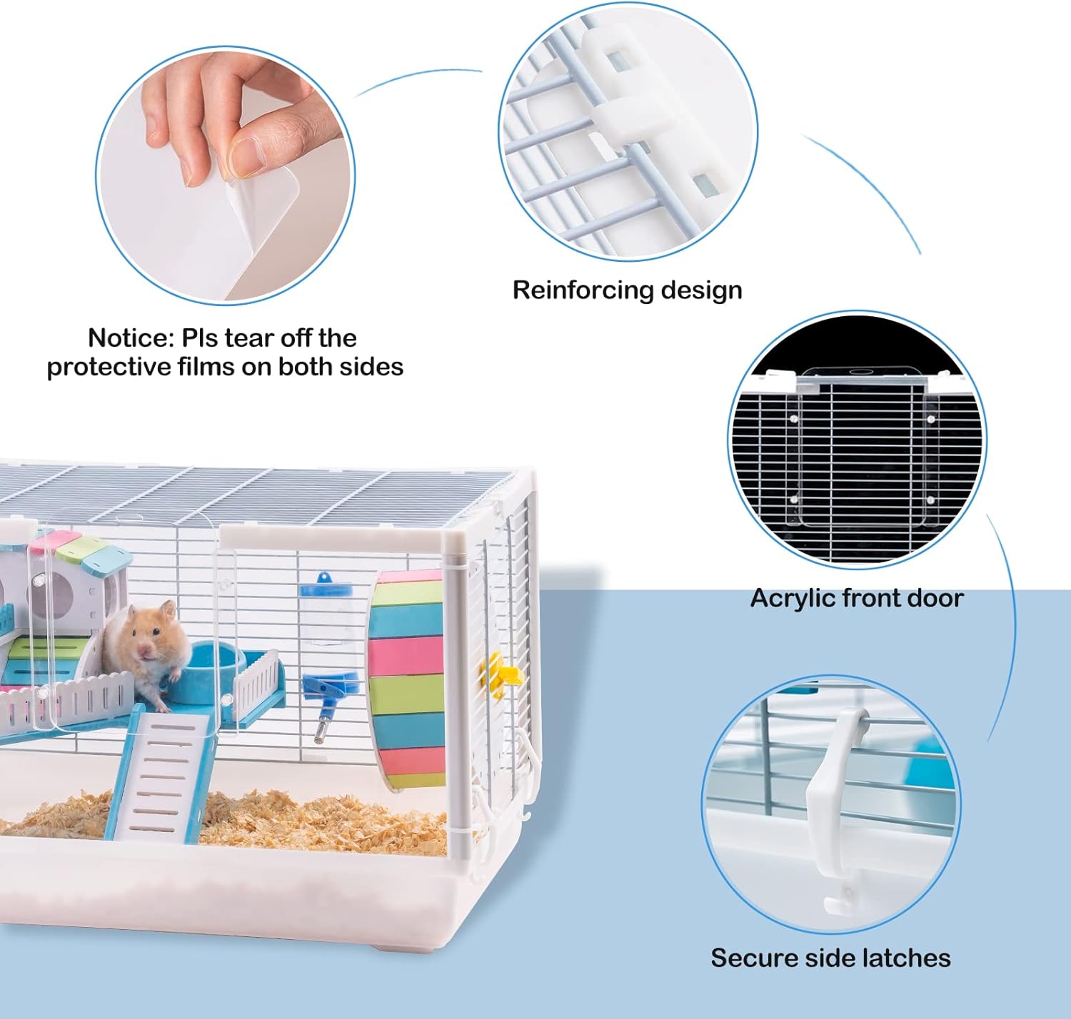 ROBUD Large Hamster Cage Gerbil Haven Habitat Small Animal Cage (Acrylic) : Pet Supplies