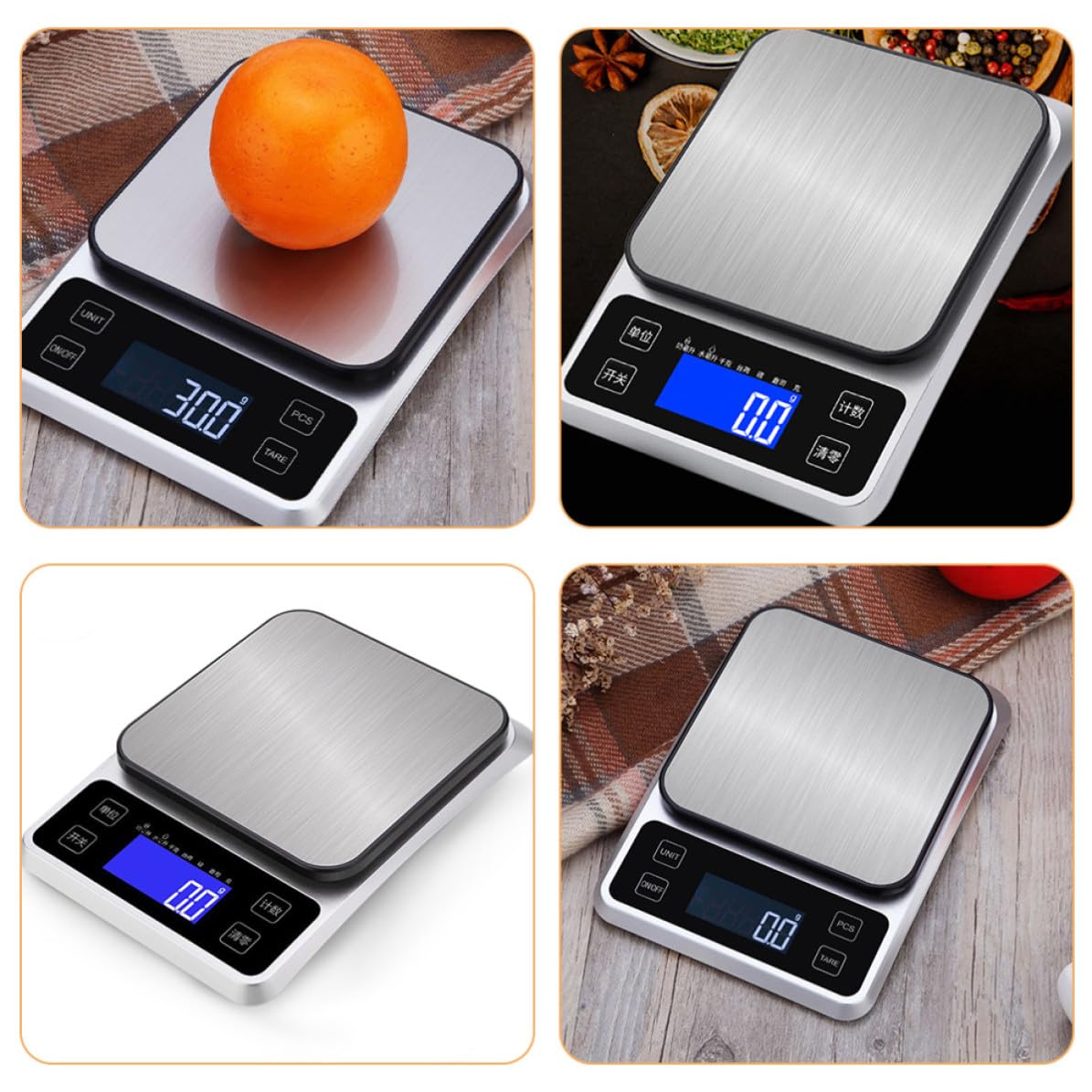 VICASKY Báscula Electrónica de Alta Precisión Plataforma de Acero Inoxidable para Pesar Alimentos y Capacidad de 5kg de Cocina y Uso Doméstico