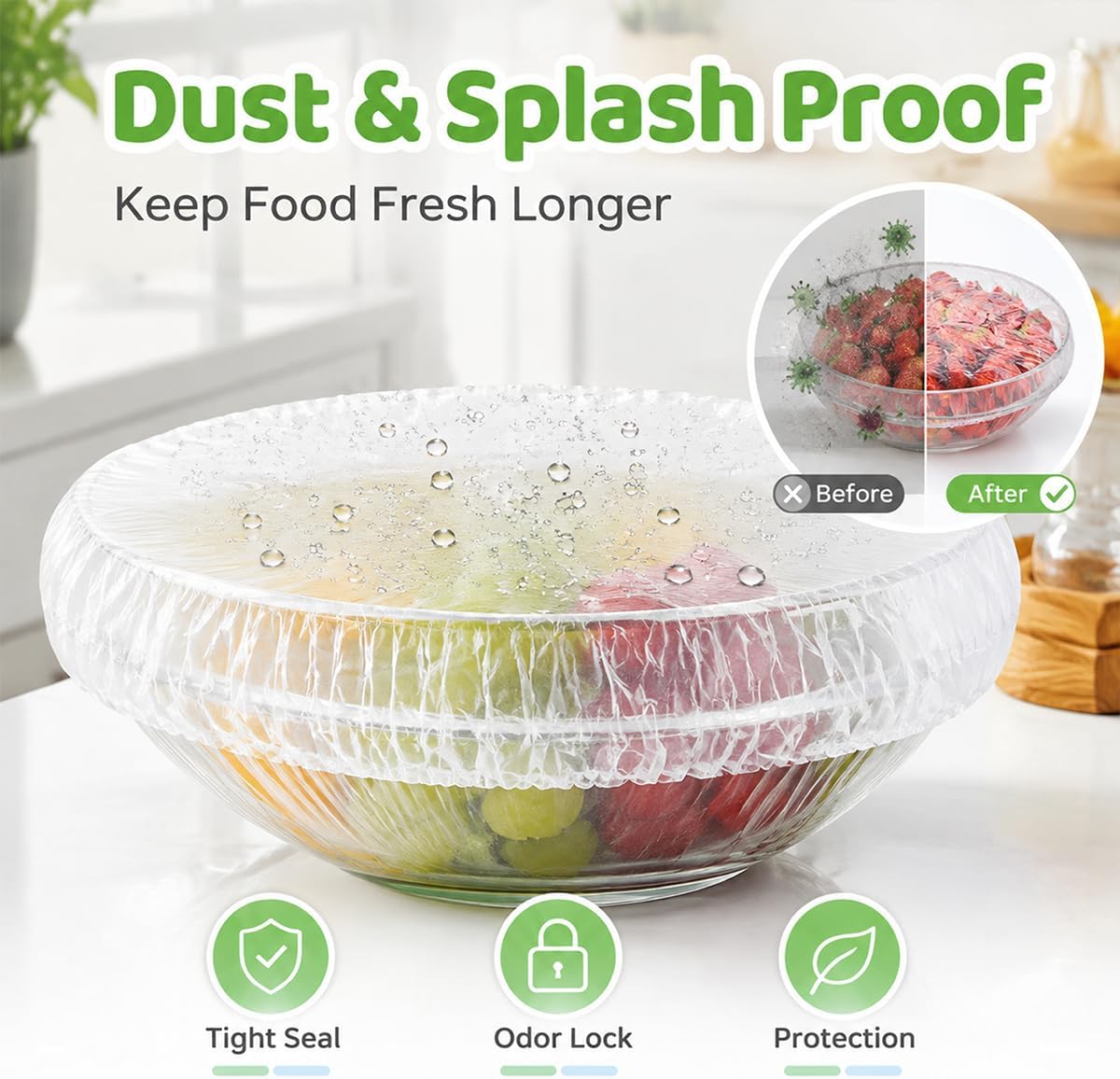 Disposable Food Covers, 100 Elastic Stretch Bowls Plates Bread Proofing