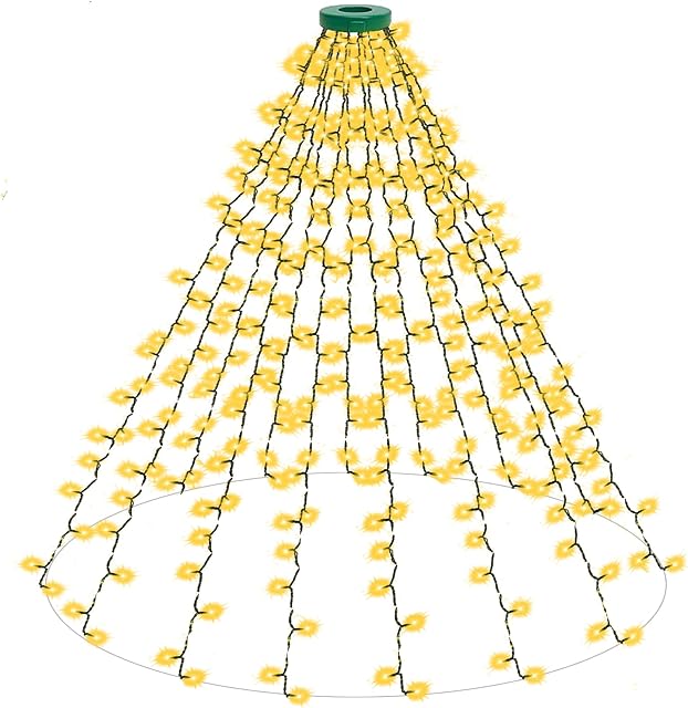 HTAMIG Christmas Tree Lights, Timer Function 400LEDs 2m 16 Lines 8 Modes Christmas String Lights Waterproof Christmas Decorations Christmas Tree Lights Indoor Outdoor - Warm White