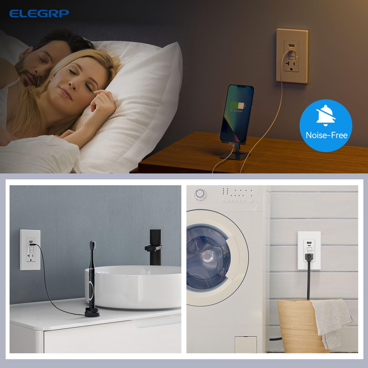 Tamper Resistant Receptacle ELEGRP GFCI & USB Outlet - AGUR-20L-42AC