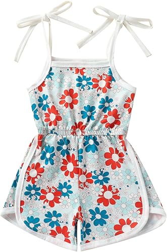 Mameluco sin mangas con cuello halter para niña pequeña, con tirantes delgados, floral, pantalones cortos, traje de una pieza